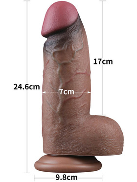 LoveToy: Dual-Layered Silicone XXL Cock, 25 cm, mörk