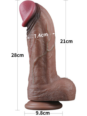 LoveToy: Dual-Layered Silicone XXL Cock, 28 cm, mörk