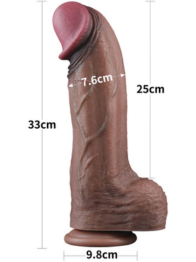 LoveToy: Dual-Layered Silicone XXL Cock, 33 cm, mörk