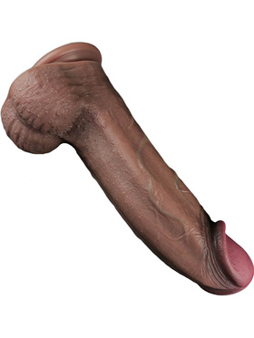 LoveToy: Dual-Layered Silicone XXL Cock, 33 cm, mörk