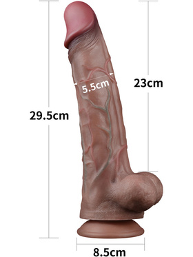 LoveToy: Dual-Layered Silicone Cock, 29.5 cm, mörk