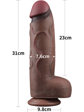 LoveToy: Dual-Layered Silicone XXL Cock, 31 cm, mörk
