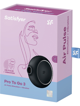 Satisfyer: Pro To Go 3, Air Pulse Stimulator + Vibration, svart