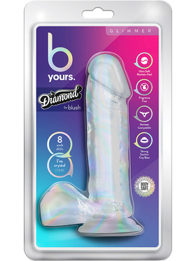 B Yours: Diamond Glimmer Dildo, 20 cm, transparent