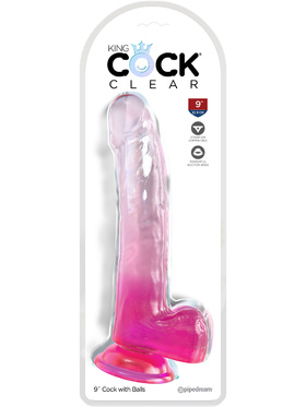 King Cock Clear: Dildo with Balls, 25 cm, rosa