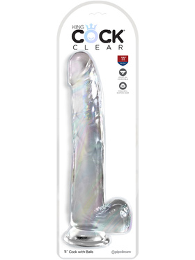 King Cock Clear: Dildo with Balls, 30.5 cm, transparent