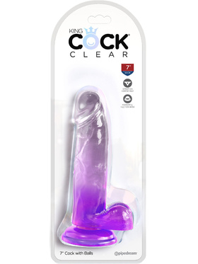 King Cock Clear: Dildo with Balls, 20 cm, lila