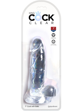 King Cock Clear: Dildo with Balls, 20 cm, transparent