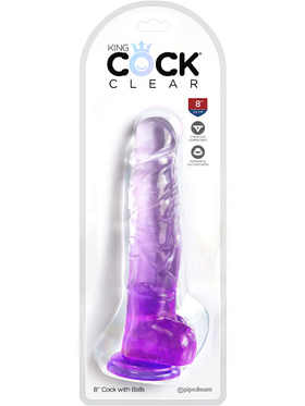 King Cock Clear: Dildo with Balls, 22 cm, lila