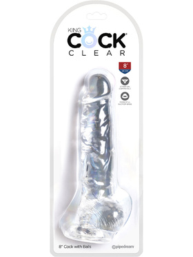 King Cock Clear: Dildo with Balls, 22 cm, transparent