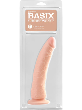 Pipedream Basix: Slim Seven Dildo, 20.5 cm, ljus