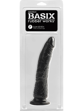 Pipedream Basix: Slim Seven Dildo, 20.5 cm, svart