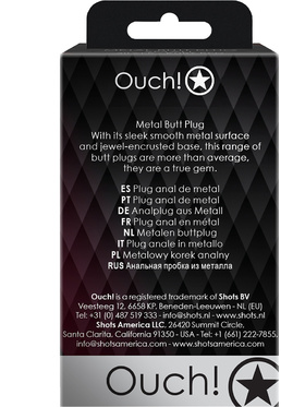 Ouch!: Heart Gem Metal Butt Plug, small, grå