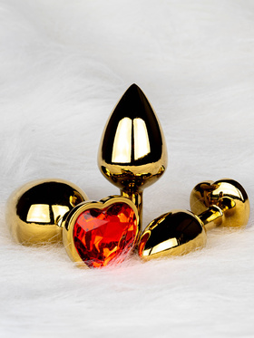 Ouch!: Heart Gem Metal Butt Plug, small, guld