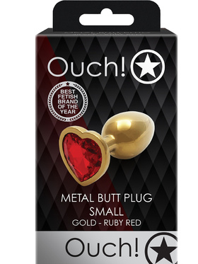 Ouch!: Heart Gem Metal Butt Plug, small, guld