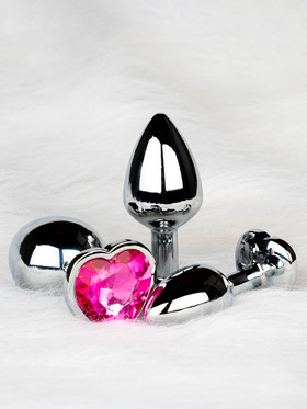 Ouch!: Heart Gem Metal Butt Plug, small, silver