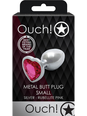 Ouch!: Heart Gem Metal Butt Plug, small, silver