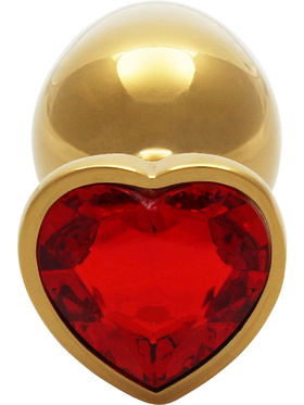 Ouch!: Heart Gem Metal Butt Plug, medium, guld