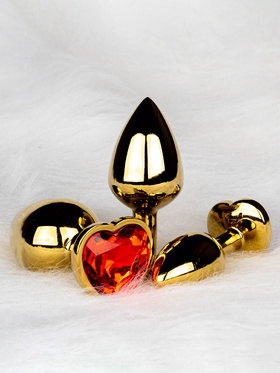 Ouch!: Heart Gem Metal Butt Plug, medium, guld