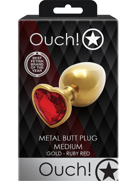 Ouch!: Heart Gem Metal Butt Plug, medium, guld