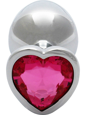 Ouch!: Heart Gem Metal Butt Plug, medium, silver