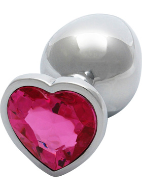 Ouch!: Heart Gem Metal Butt Plug, medium, silver