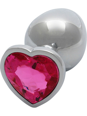 Ouch!: Heart Gem Metal Butt Plug, large, silver