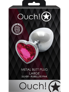 Ouch!: Heart Gem Metal Butt Plug, large, silver