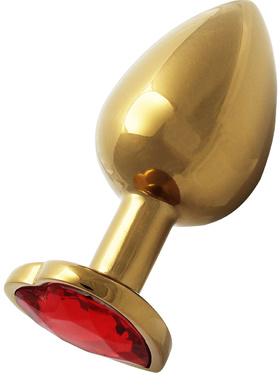 Ouch!: Heart Gem Metal Butt Plug, large, guld