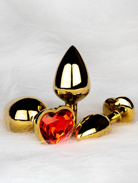 Ouch!: Heart Gem Metal Butt Plug, large, guld