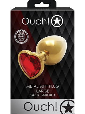 Ouch!: Heart Gem Metal Butt Plug, large, guld
