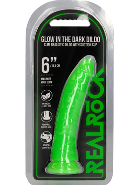 RealRock: Glow in the Dark Realistic Dildo, 15.5 cm, grön
