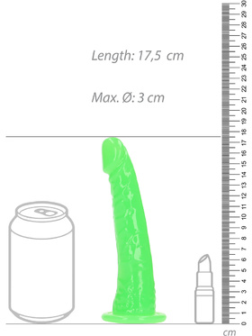 RealRock: Glow in the Dark Realistic Dildo, 15.5 cm, grön