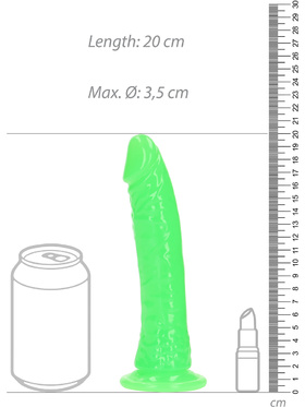 RealRock: Glow in the Dark Realistic Dildo, 18 cm, grön