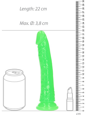 RealRock: Glow in the Dark Realistic Dildo, 20 cm, grön