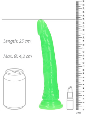 RealRock: Glow in the Dark Realistic Dildo, 22.5 cm, grön