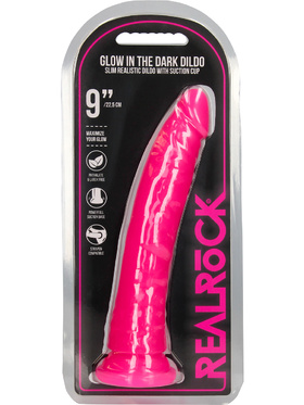 RealRock: Glow in the Dark Realistic Dildo, 22.5 cm, rosa