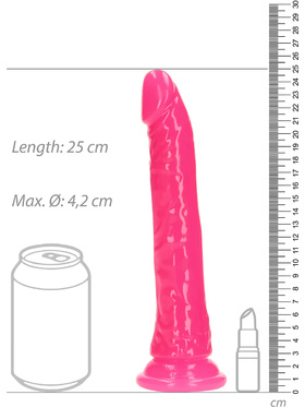 RealRock: Glow in the Dark Realistic Dildo, 22.5 cm, rosa