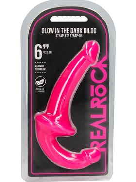 RealRock: Glow in the Dark Strapless Strap-On, rosa