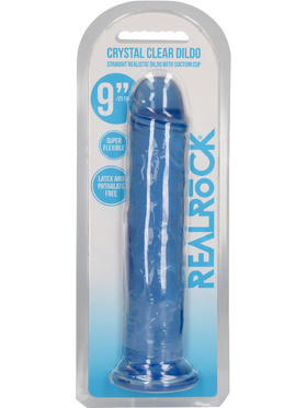 RealRock: Crystal Clear Straight Realistic Dildo, 23 cm, blå