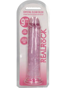 RealRock: Crystal Clear Straight Realistic Dildo, 23 cm, rosa