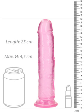 RealRock: Crystal Clear Straight Realistic Dildo, 23 cm, rosa