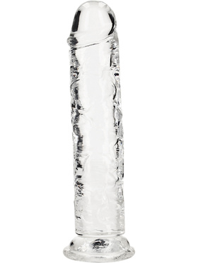 RealRock: Crystal Clear Straight Realistic Dildo, 23 cm, transparent