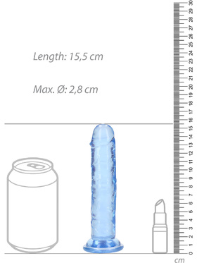 RealRock: Crystal Clear Straight Realistic Dildo, 14.5 cm, blå