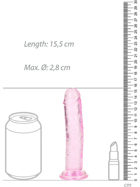 RealRock: Crystal Clear Straight Realistic Dildo, 14.5 cm, rosa