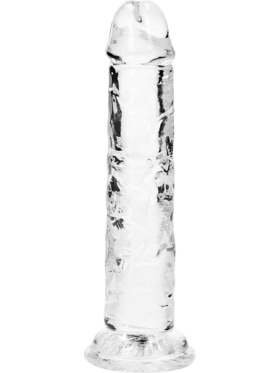 RealRock: Crystal Clear Straight Realistic Dildo, 14.5 cm, transparent