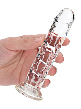 RealRock: Crystal Clear Straight Realistic Dildo, 14.5 cm, transparent