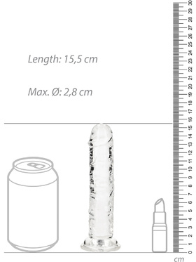 RealRock: Crystal Clear Straight Realistic Dildo, 14.5 cm, transparent