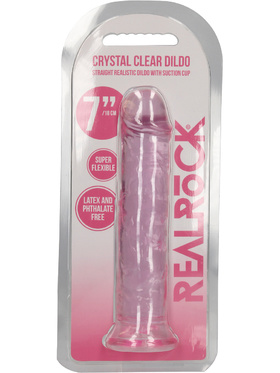 RealRock: Crystal Clear Straight Realistic Dildo, 18 cm, rosa