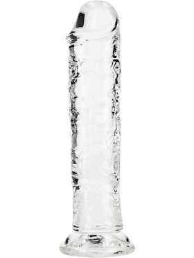 RealRock: Crystal Clear Straight Realistic Dildo, 18 cm, transparent